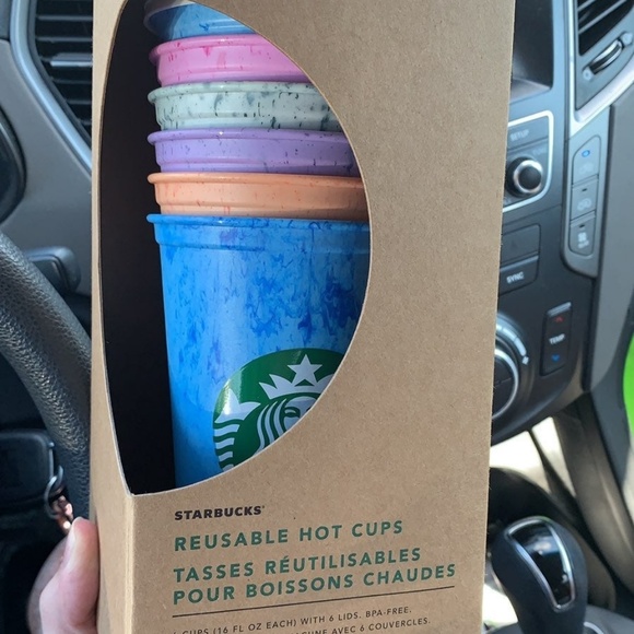 Starbucks Marble Print Reusable Hot Cups Set of 6 - Picture 2 of 2